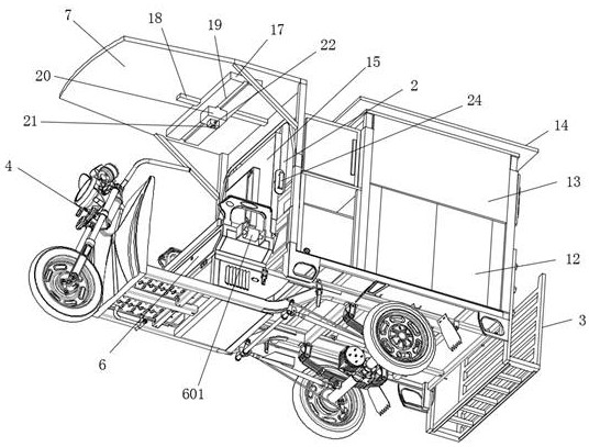 An electric tricycle for compound logistics distribution