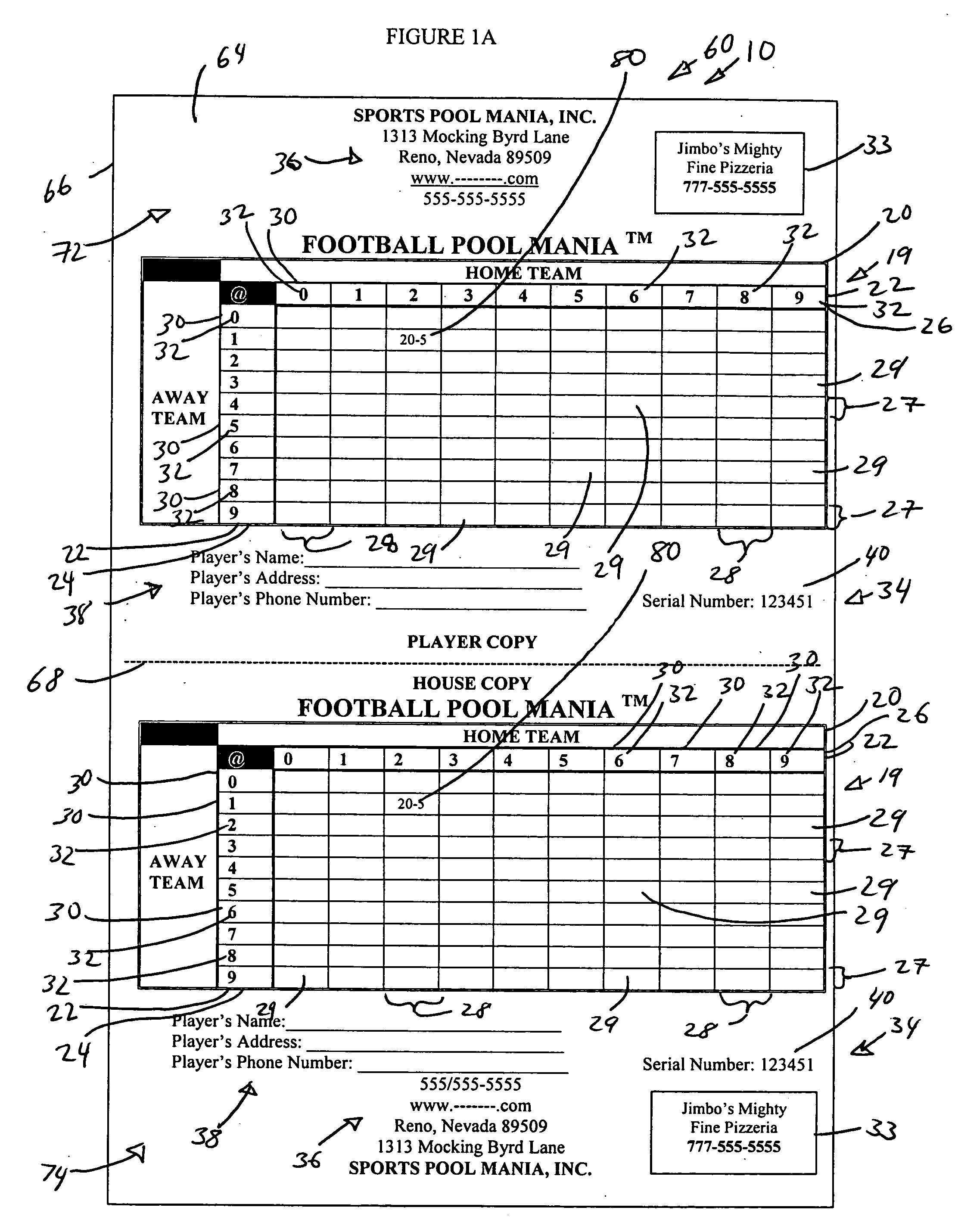 Apparatus and methodology for sports square wagering