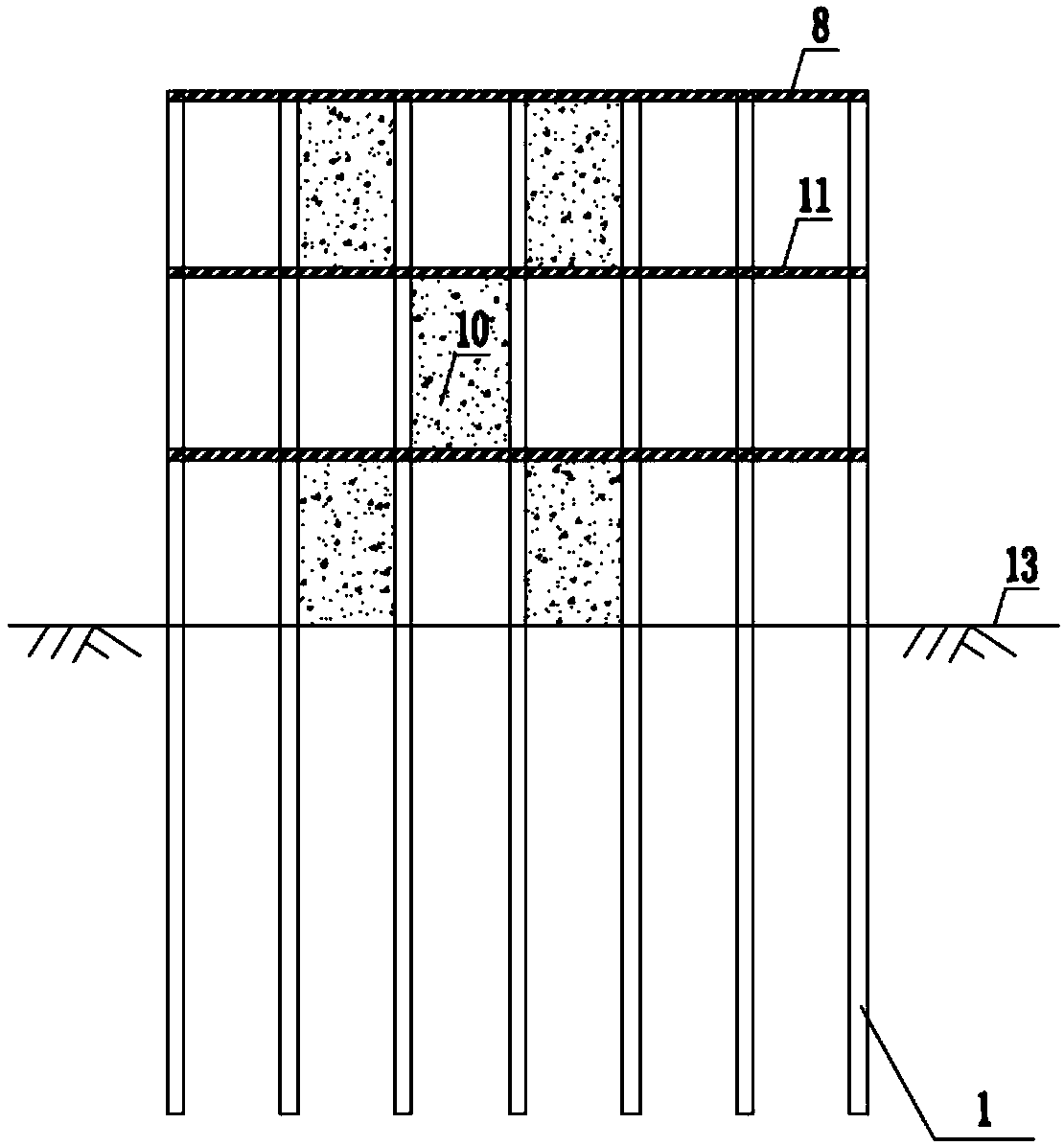 Design construction method of flexible compound fabricated recoverable rectangular working well supporting structure