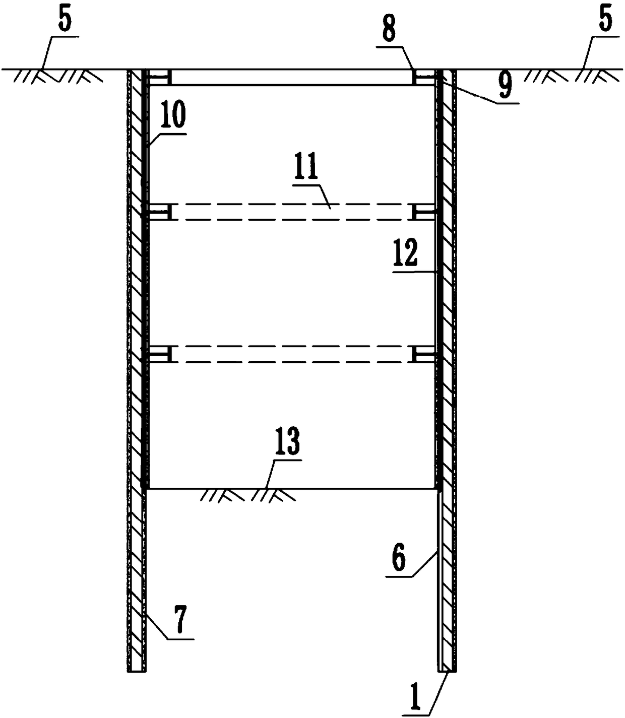 Design construction method of flexible compound fabricated recoverable rectangular working well supporting structure