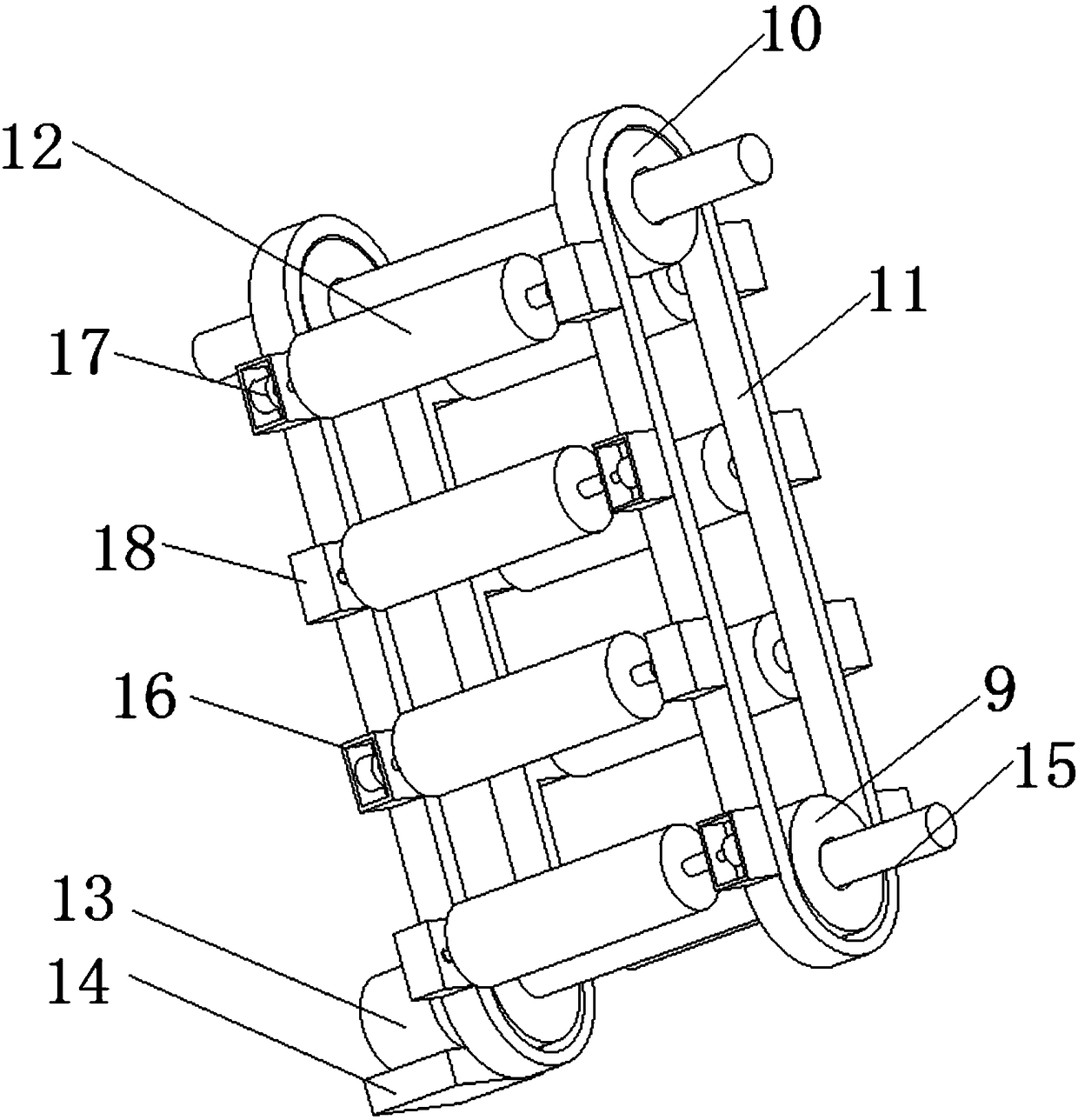Fabric winding frame device for textile workshop