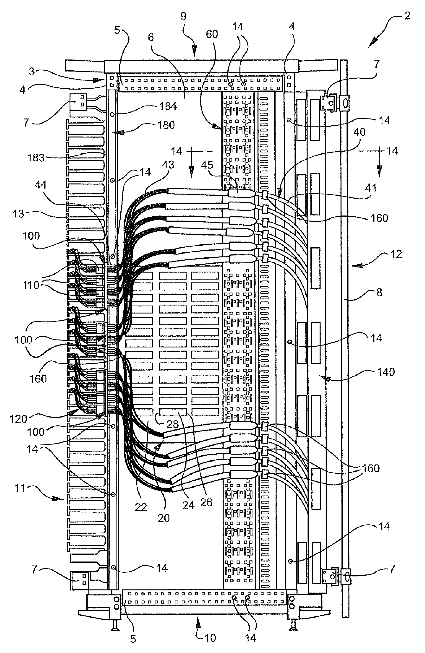 Apparatus and method for organizing cables in a cabinet