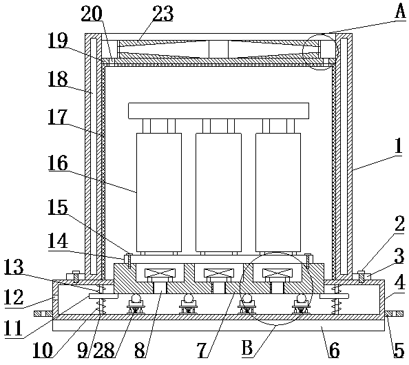 Noise reduction structure for dry type transformer