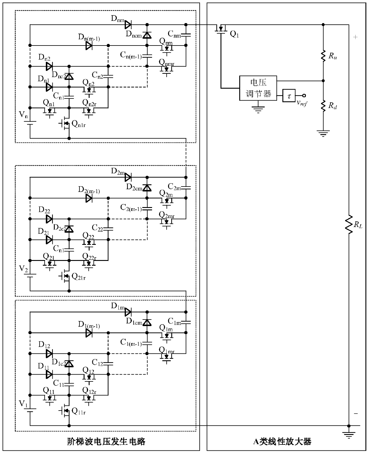 A switched capacitor high bandwidth envelope tracking power supply circuit and its control method