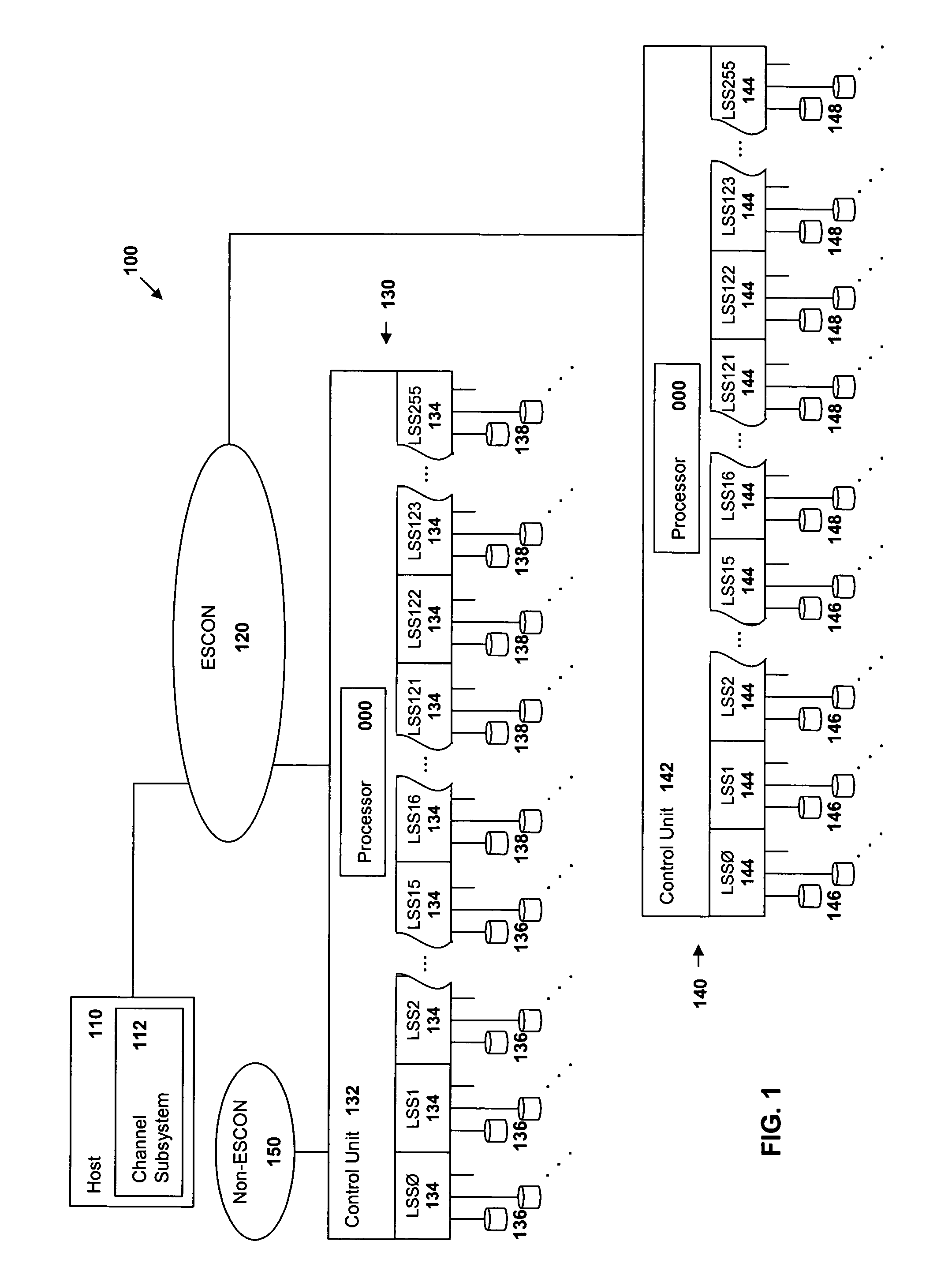 Addressing logical subsystems in a data storage system