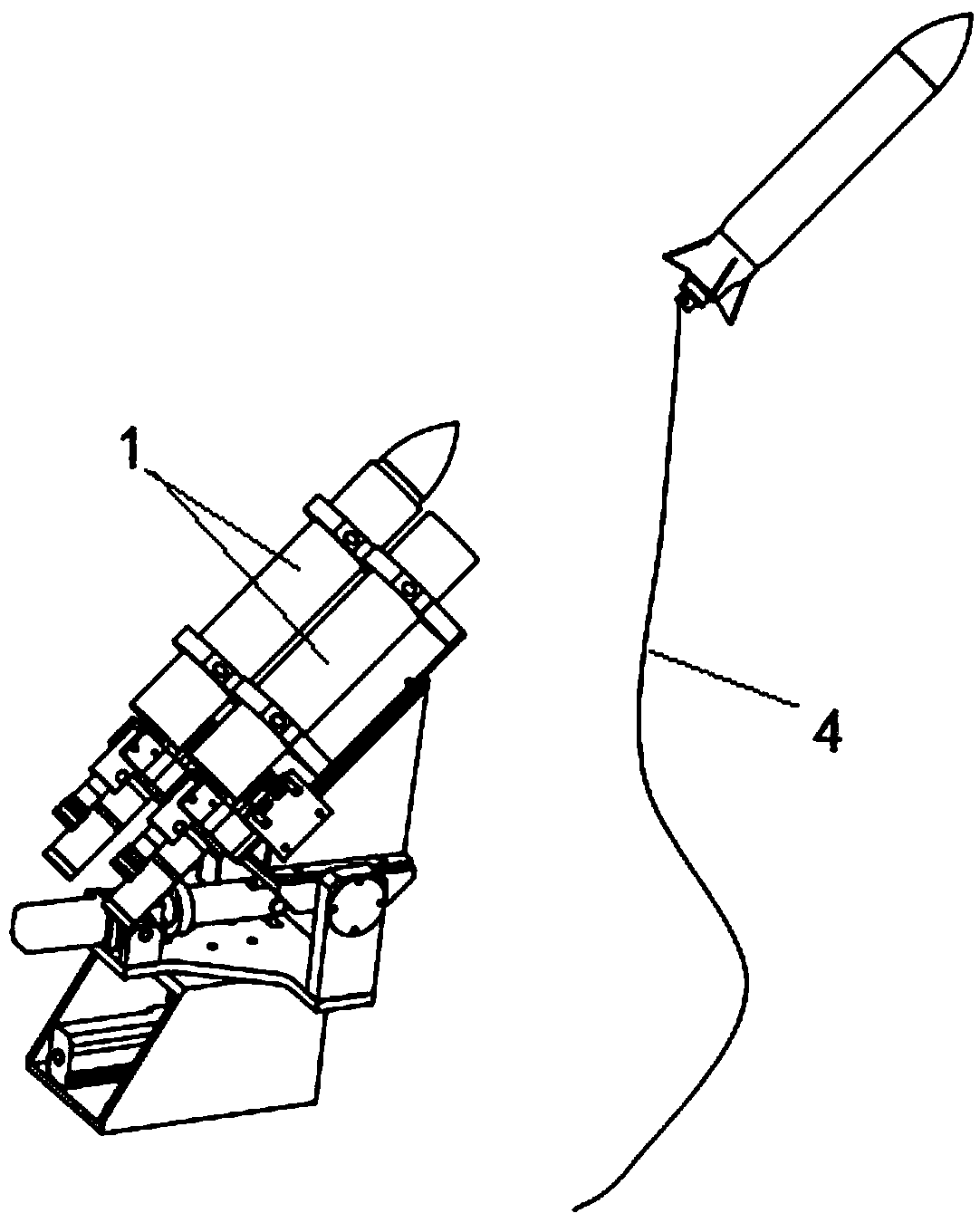 A projecting device for the recovery stage of an unmanned vessel