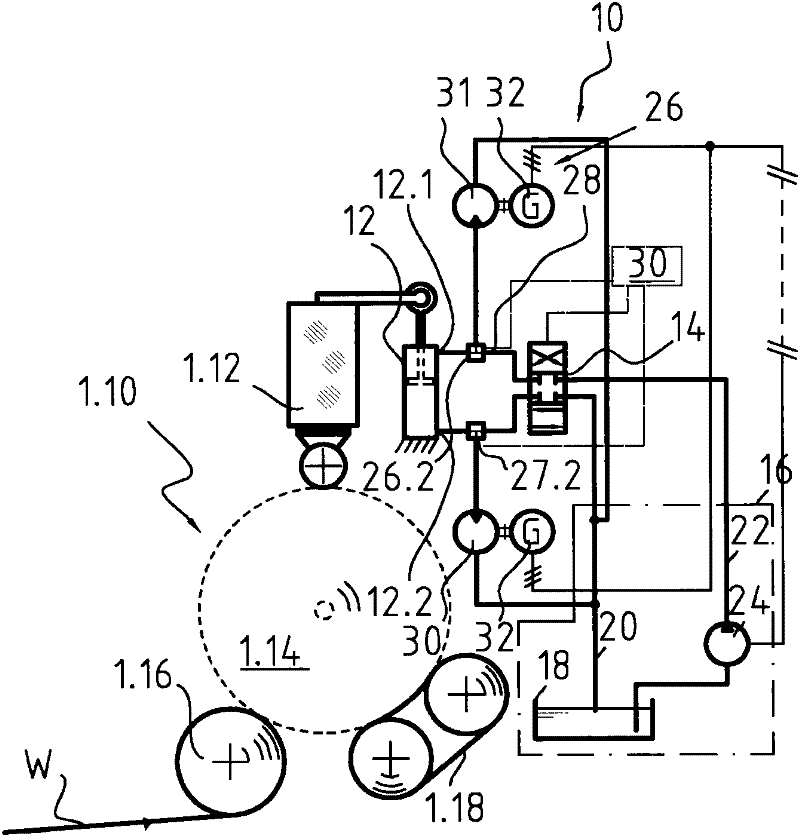 Hydraulic actuator arrangement and a handling arrangement for web rolls and/or reeling shafts of a fiber web machine