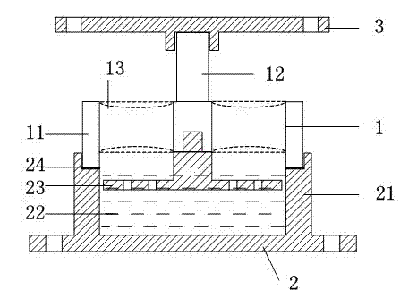 Large-dampness vertical viscoelastic vibration isolating and reducing device