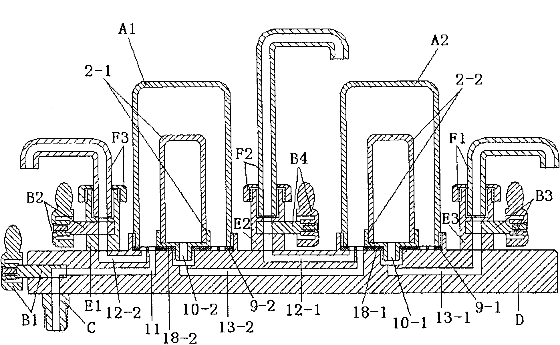 Three-tube siamesed tap with water filters