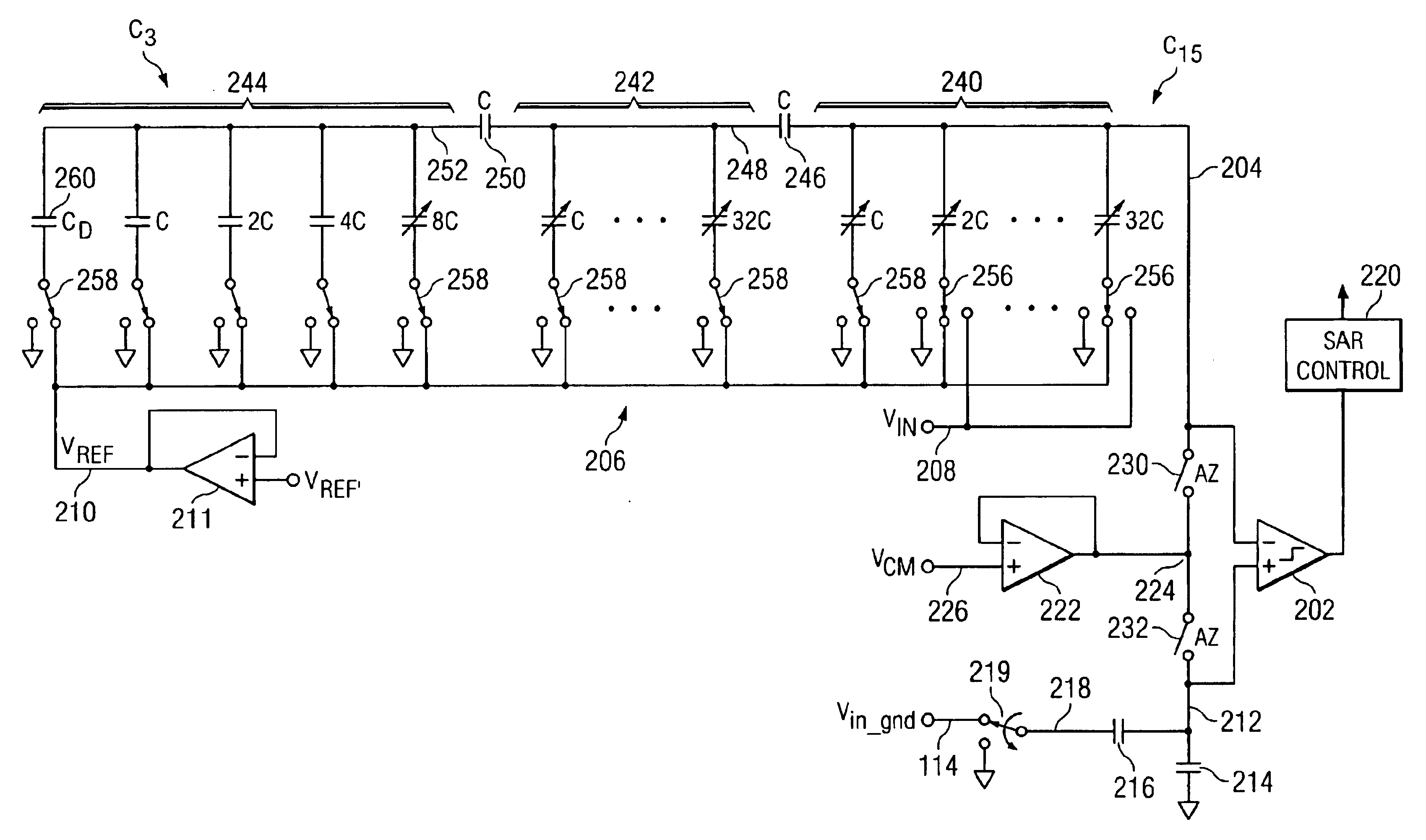 High speed comparator for a SAR converter with resistor loading and resistor bias to control common mode bias