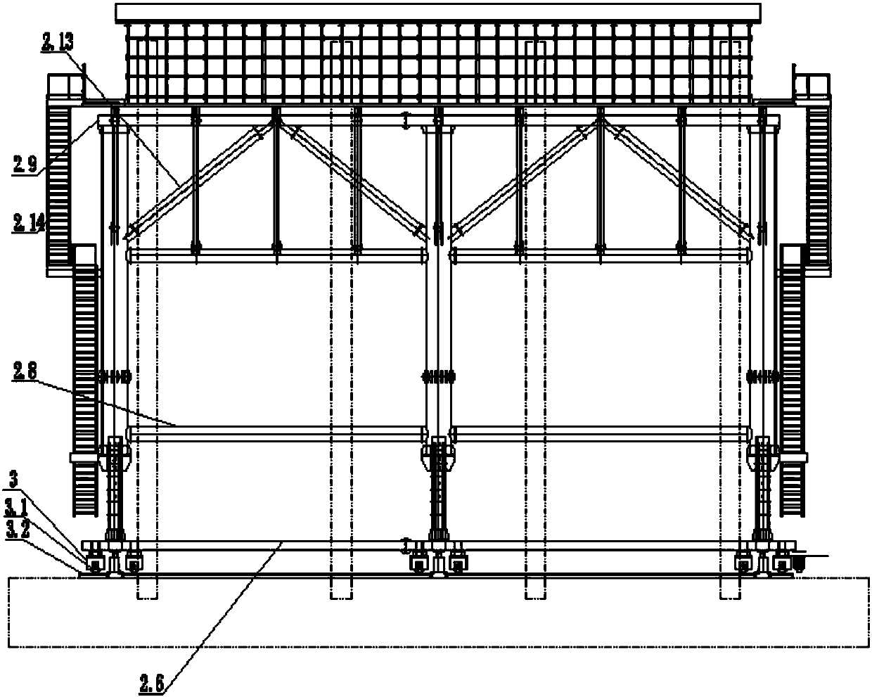 Station canopy construction movable framework and station canopy construction method