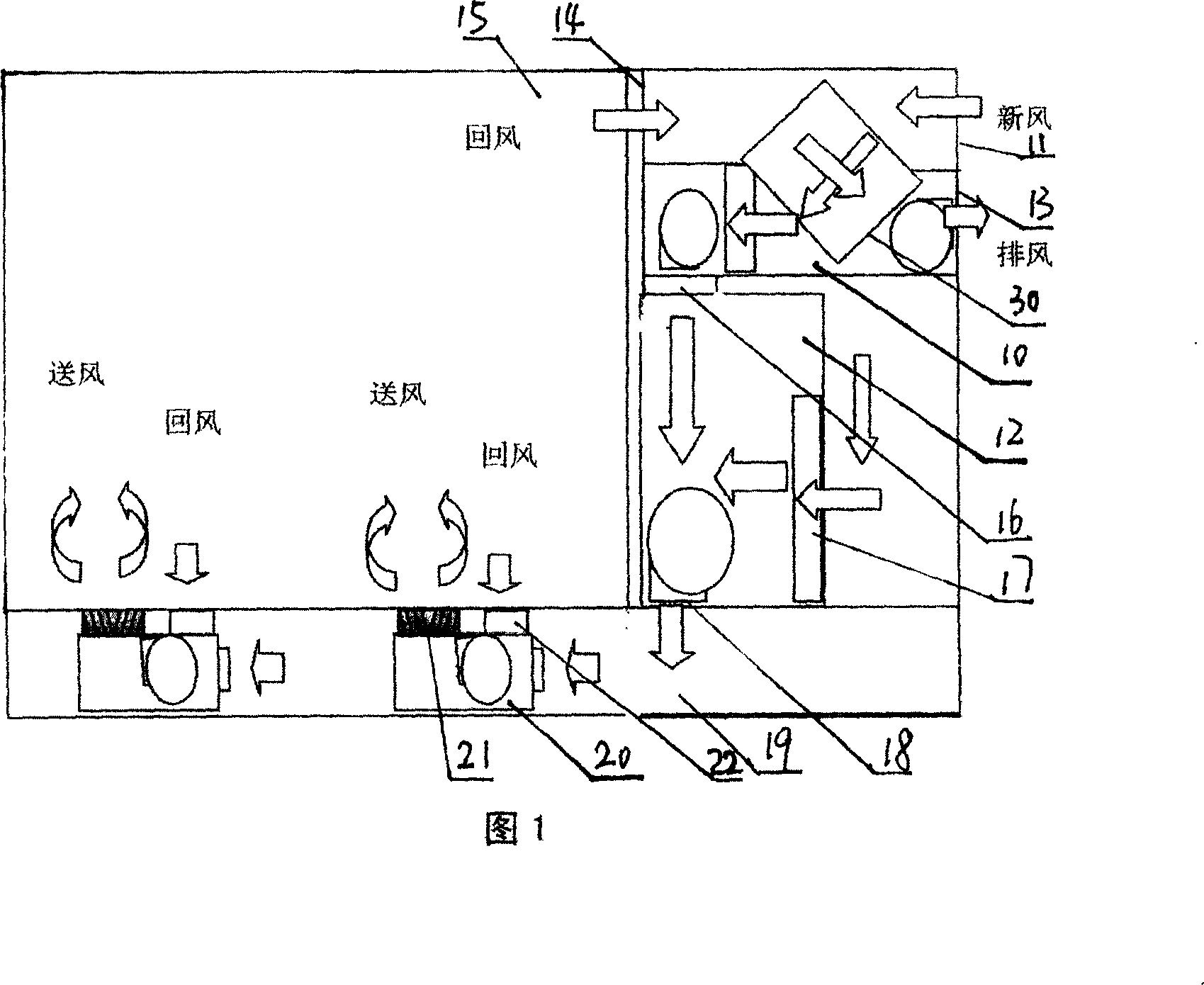 Independent fres hair floor blowing and changing air volume air conditioner system and its operation method
