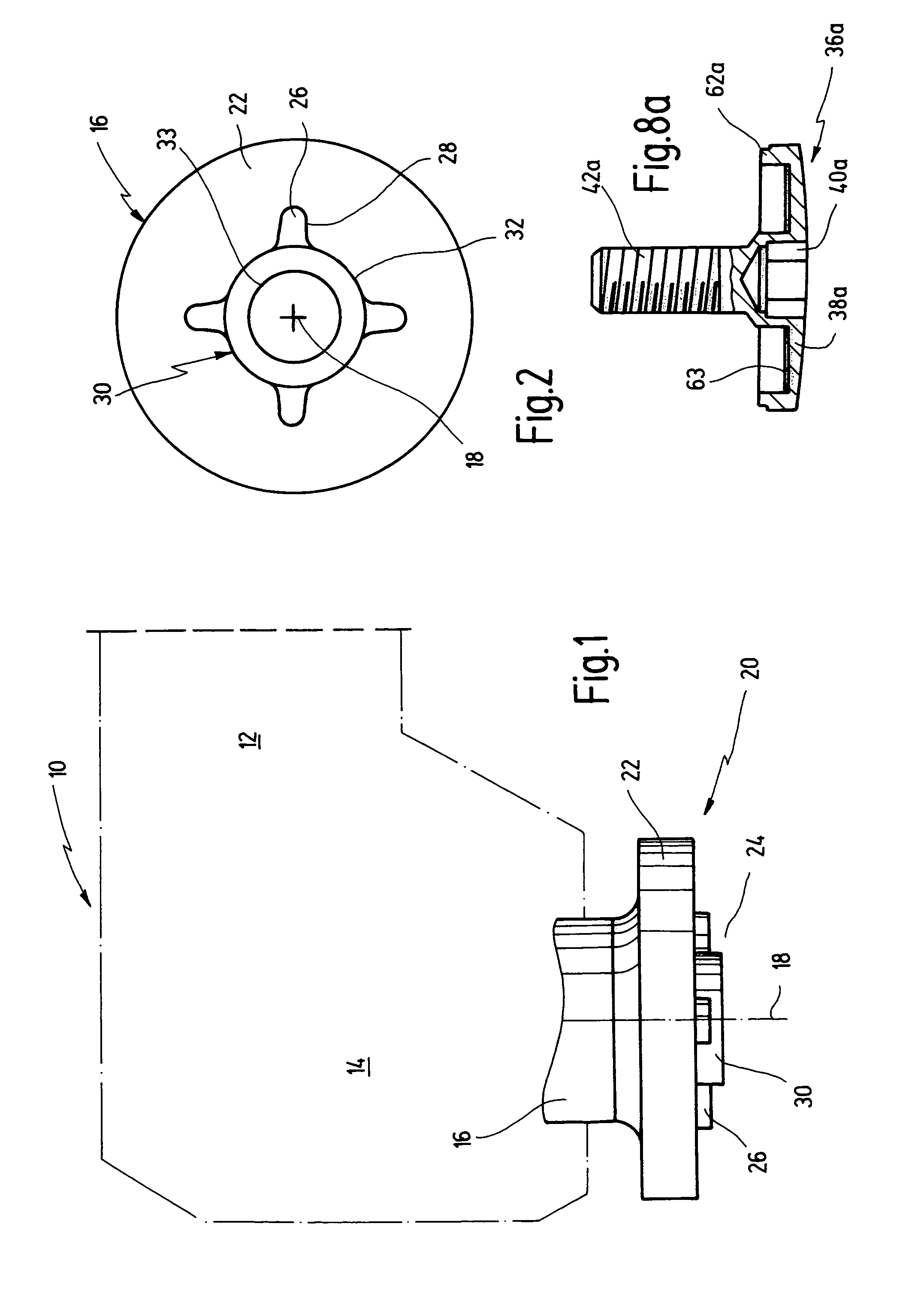 Power tool having a receptacle for securing a tool