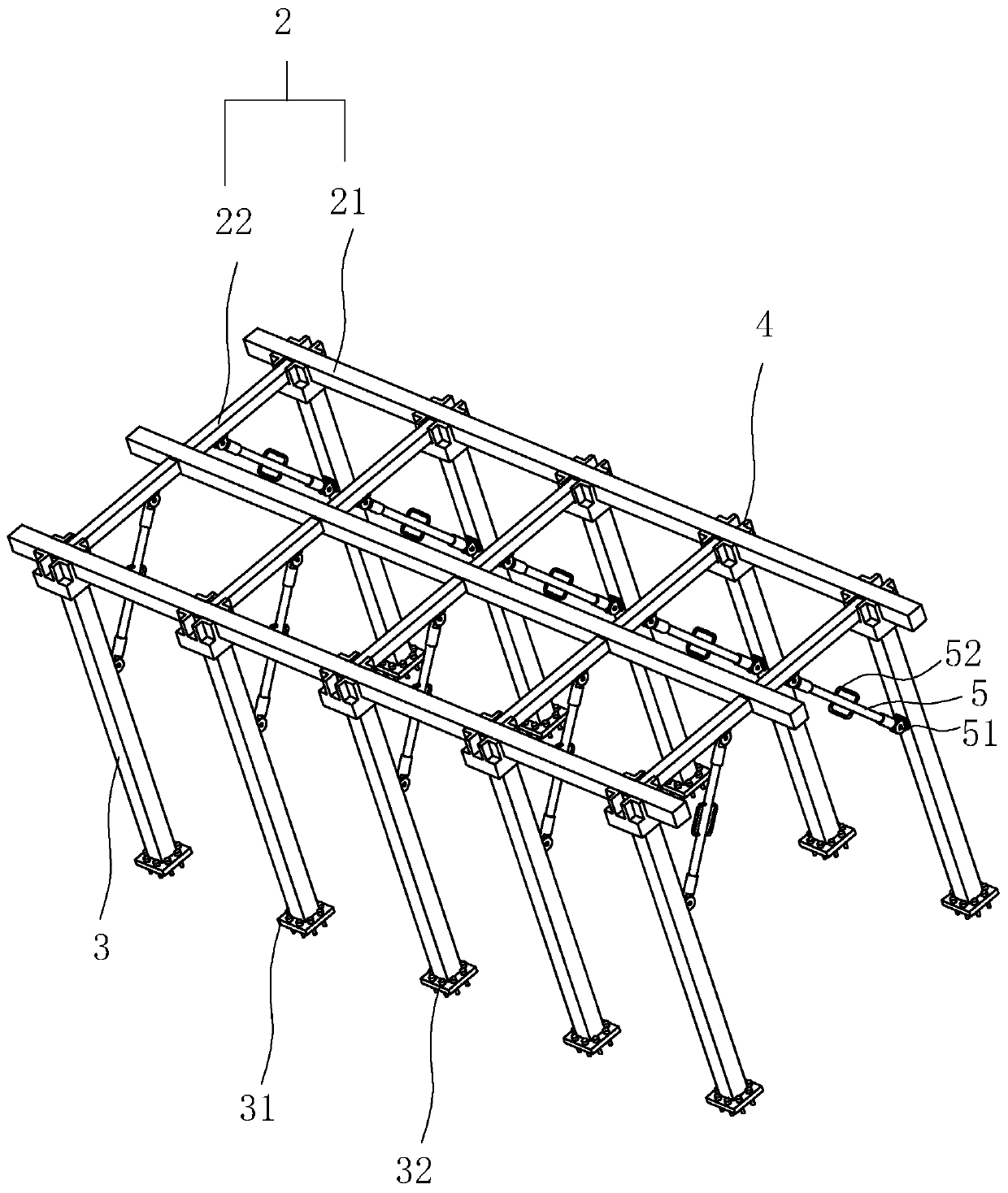 Underframe of steel bridge frame