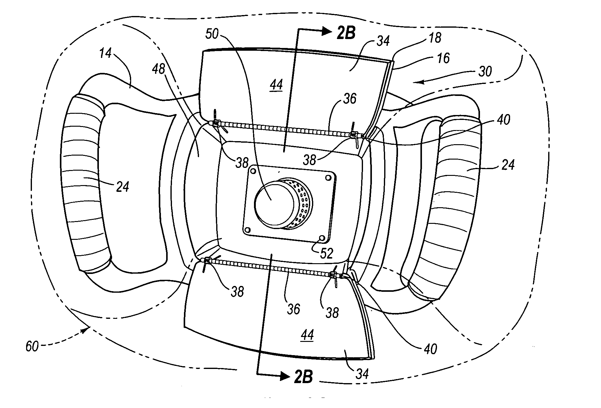 Non-circular steering wheel assembly and airbag module