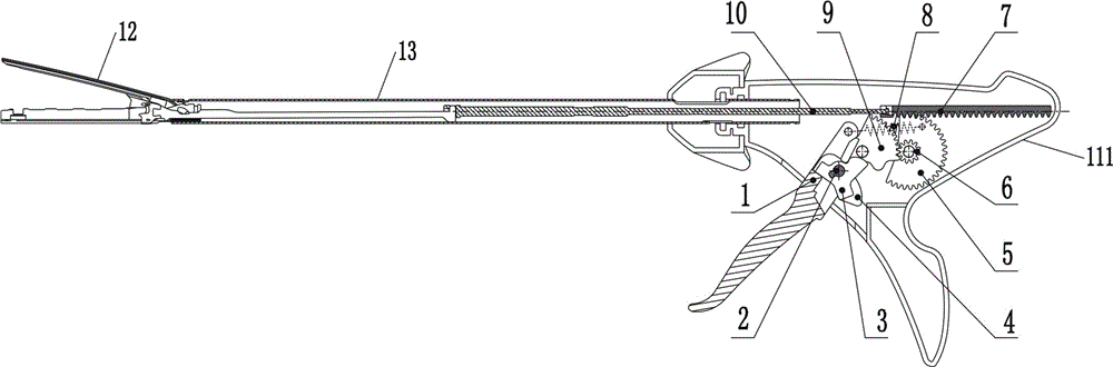 One-part propelling and back-off mechanism and endoscope lower cutting anastomat formed by same