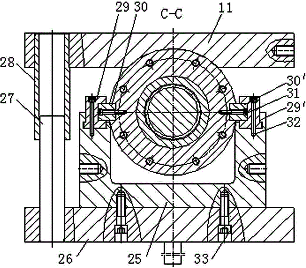 Tube blank bilateral reverse central spindle thrusting reducing die and process