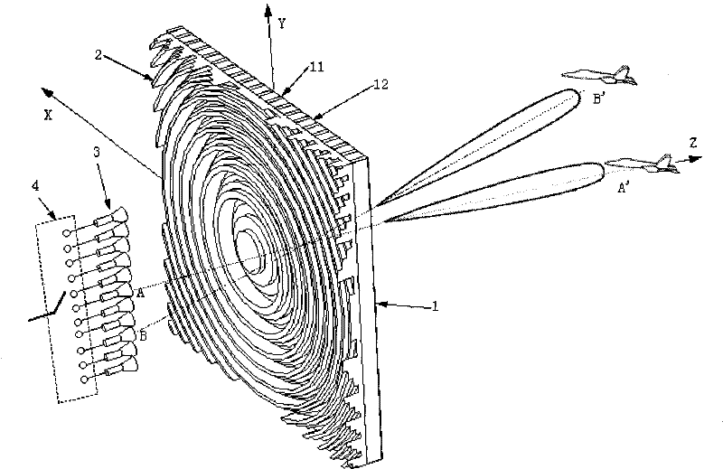 Two-dimensional electric scanning lens antenna