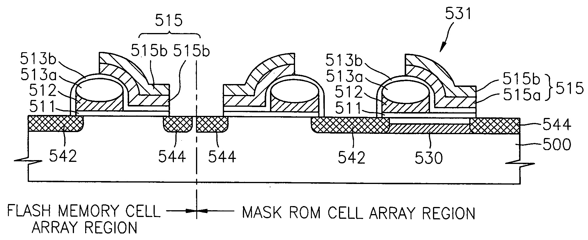 Semiconductor memory device including a flash memory cell array and a mask read-only memory cell array