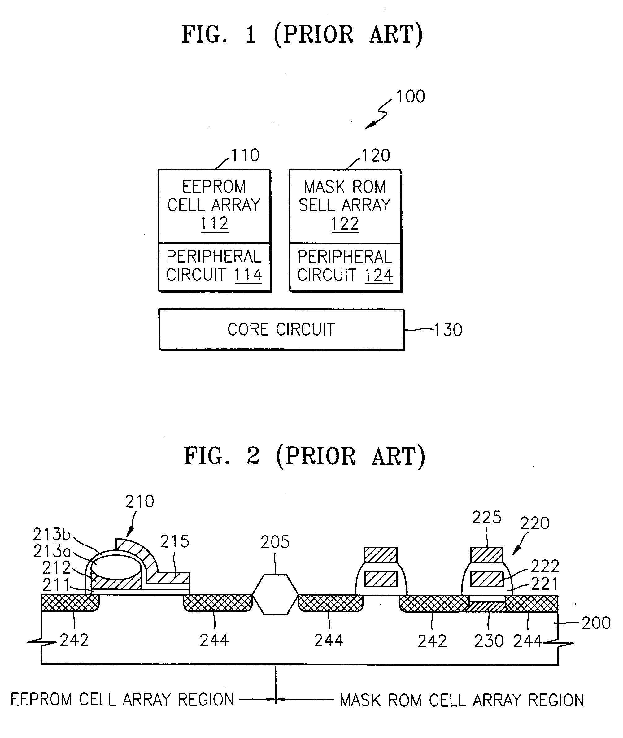 Semiconductor memory device including a flash memory cell array and a mask read-only memory cell array
