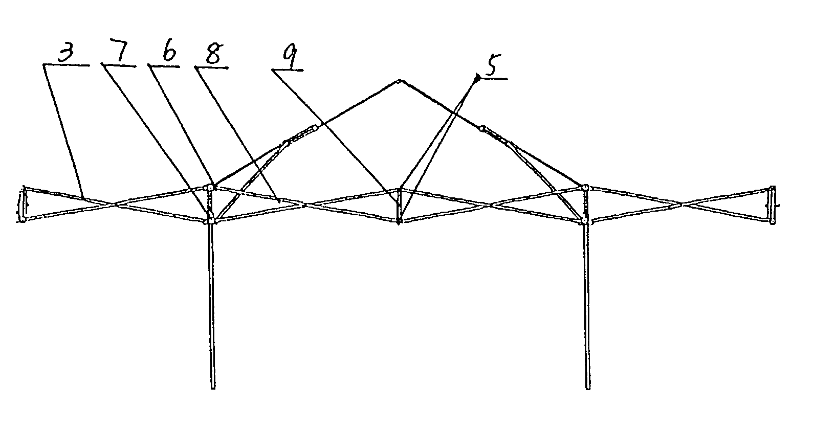 Foldable tent having eaves
