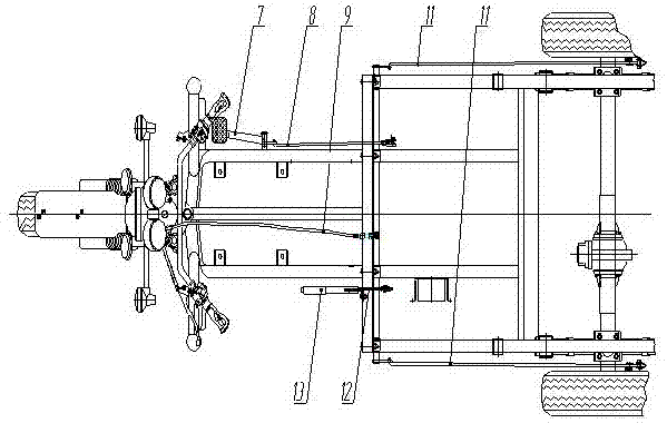 Three-wheeled united braking control device of right motor tricycle