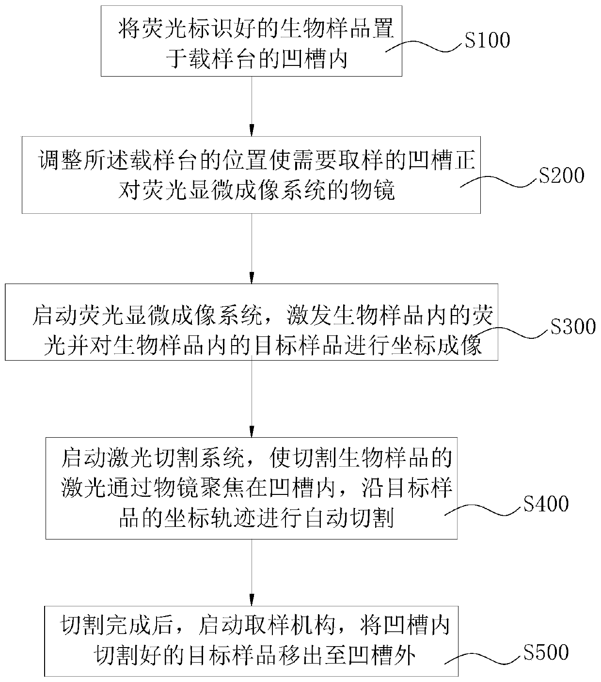 Biological sample laser cutting automatic separation device and separation method