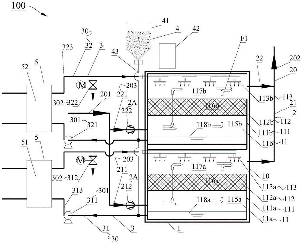Multi-layer parallel-connection overlaid frame type spraying flue gas waste heat recovery and heat exchange device