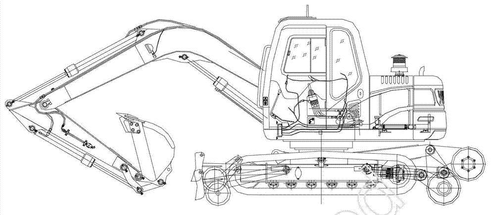 Dual-purpose excavator railway wheel system lifting and driving device for highways and railways
