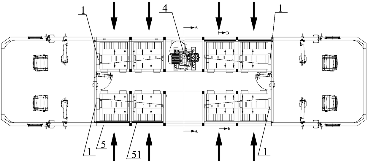 Ventilation method between mechanical rooms of storage battery vehicle