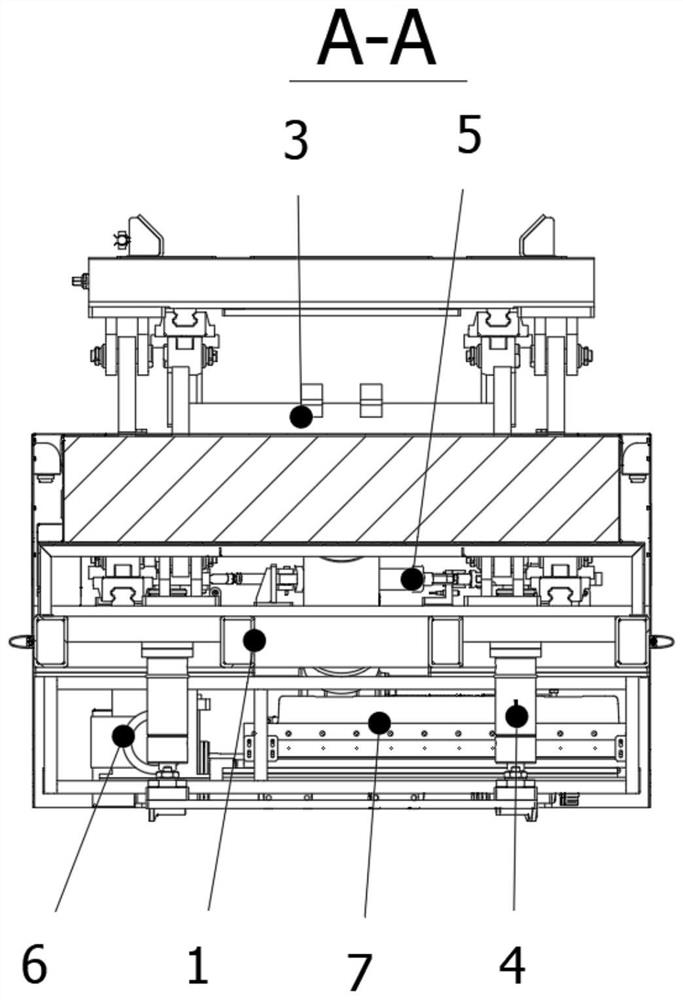 Heavy-load right-angle rail changing RGV device and rail changing operation thereof