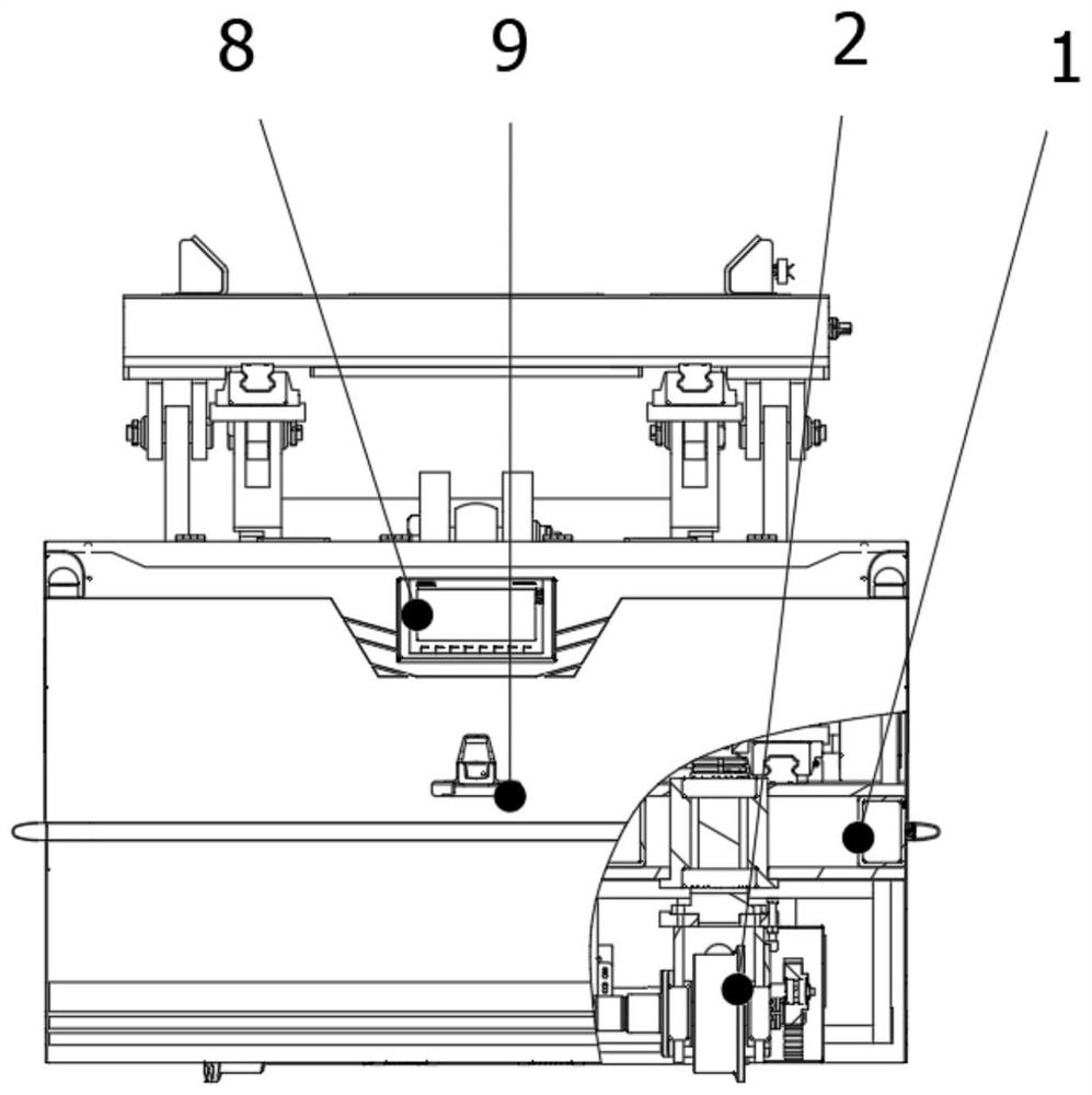 Heavy-load right-angle rail changing RGV device and rail changing operation thereof