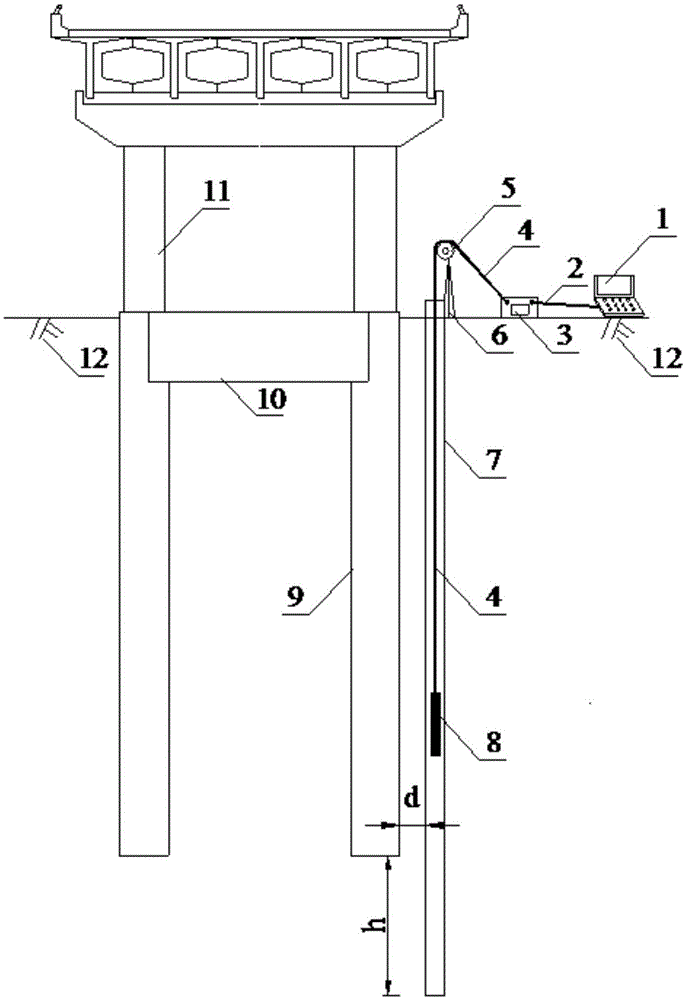 Single-hole radar in-service bridge pile foundation quality detection method