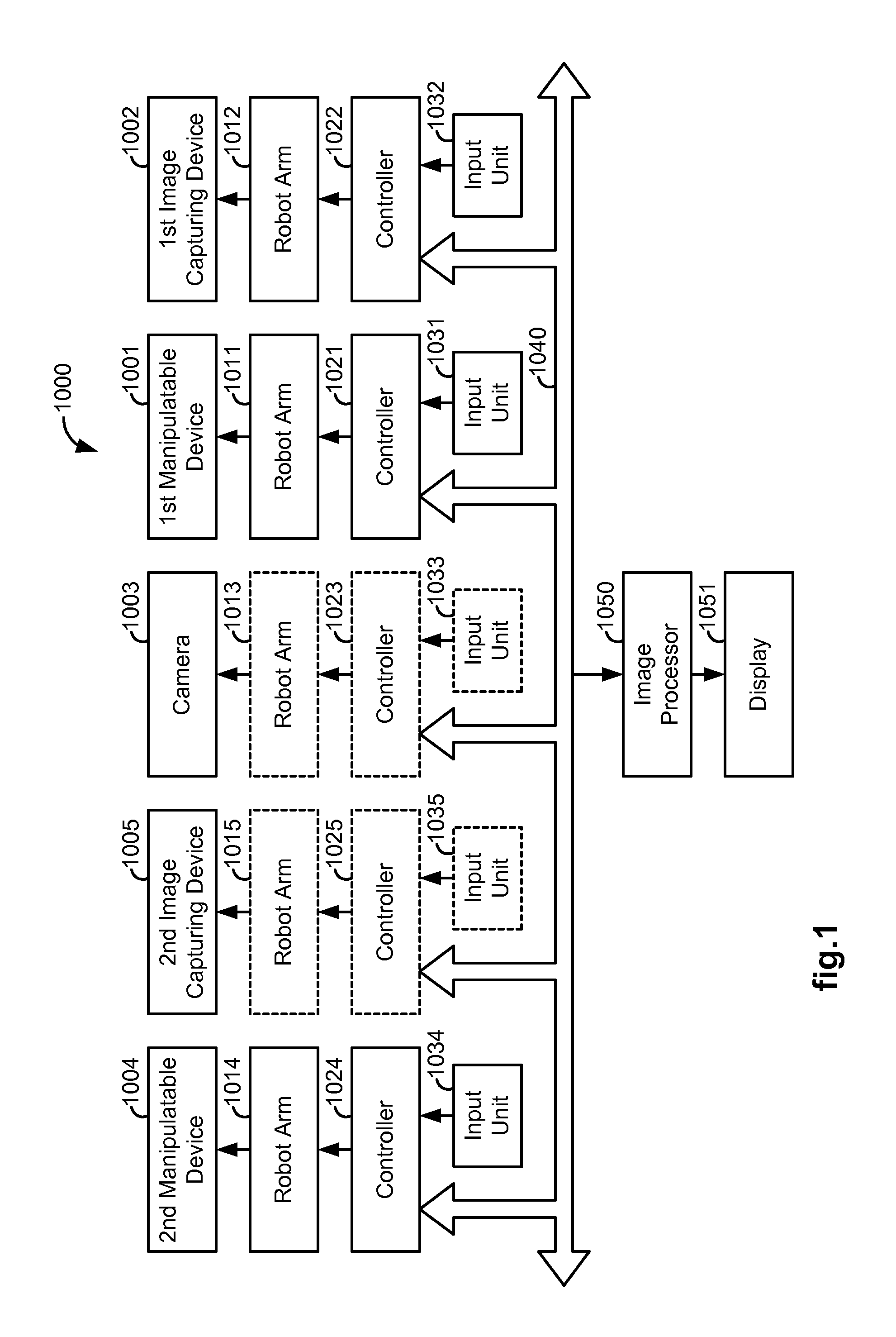Collision avoidance during controlled movement of image capturing device and manipulatable device movable arms