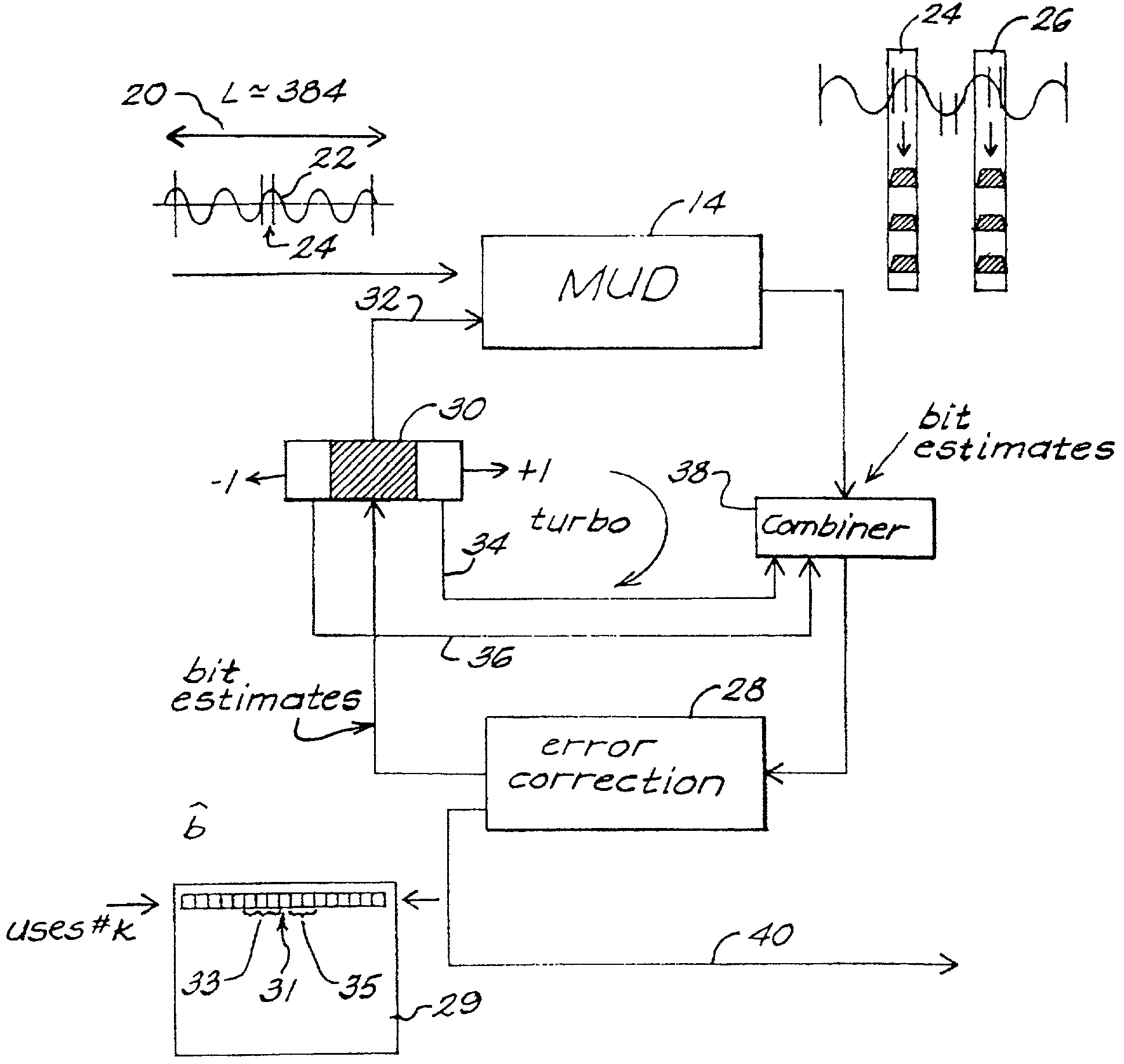 System for decreasing processing time in an iterative multi-user detector system