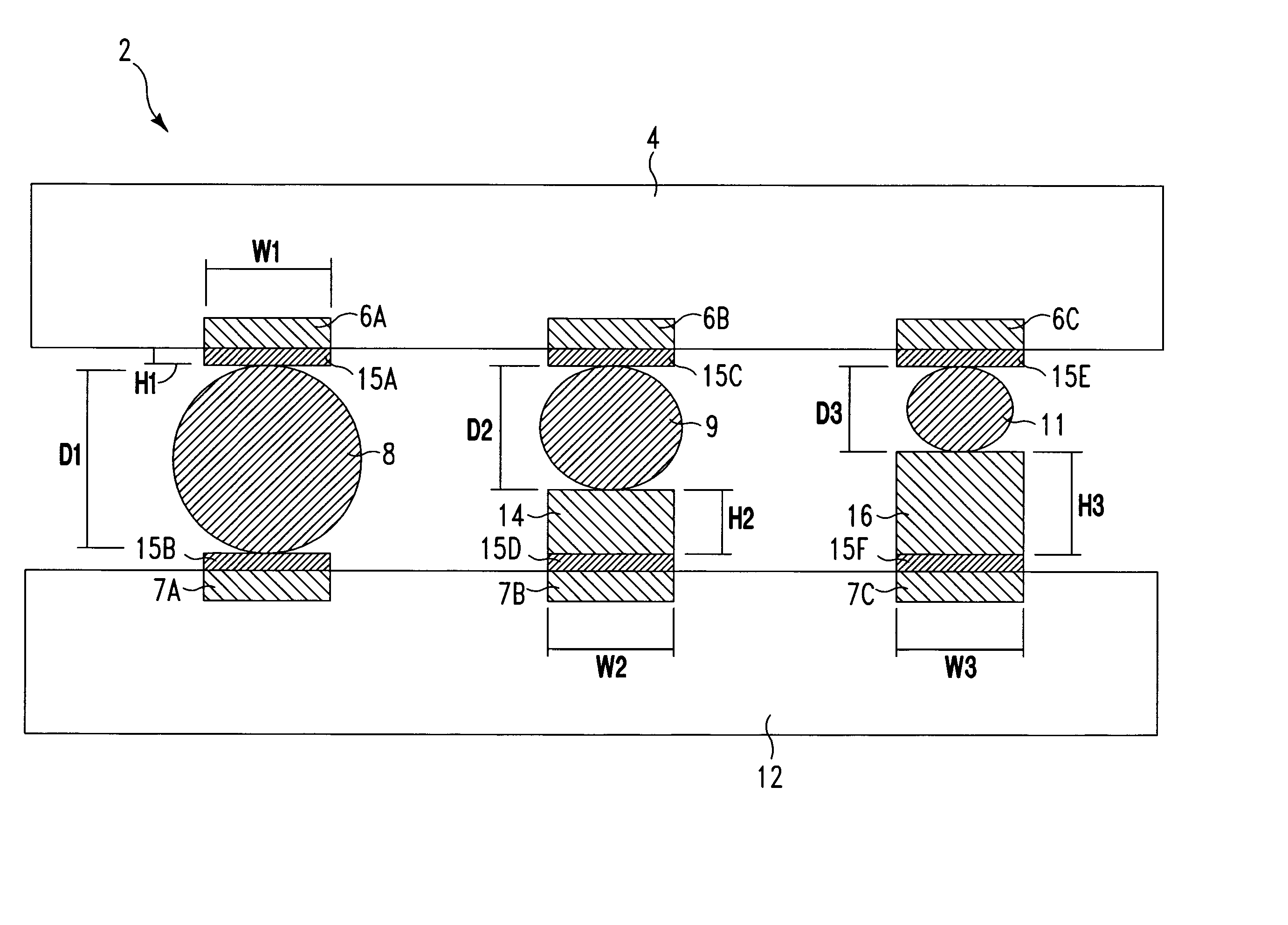 Structure and method for producing multiple size interconnections