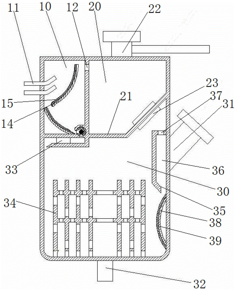 Chamber structure for separating liquid and air, auxiliary water tank and engine cooling system