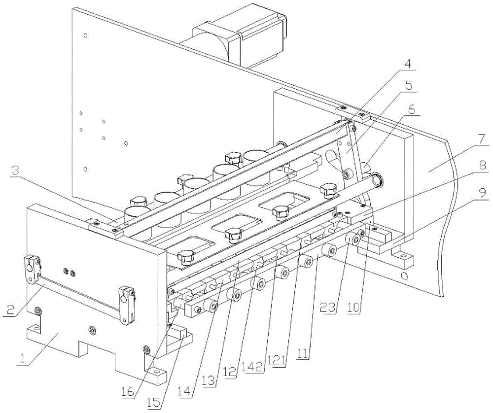 A volume metering device for granular material packaging machine with automatic self-turning plate