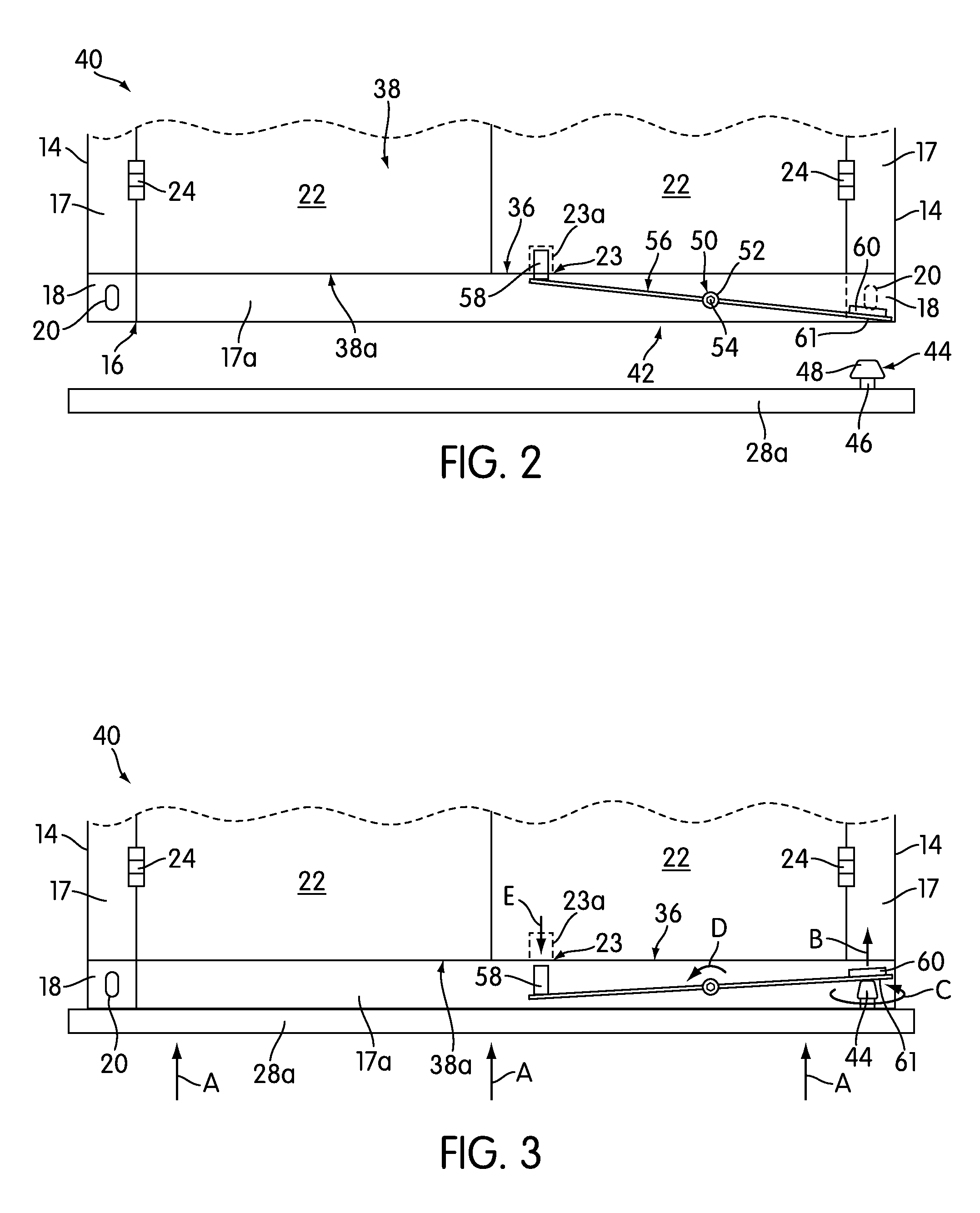 Container internal lock mechanism