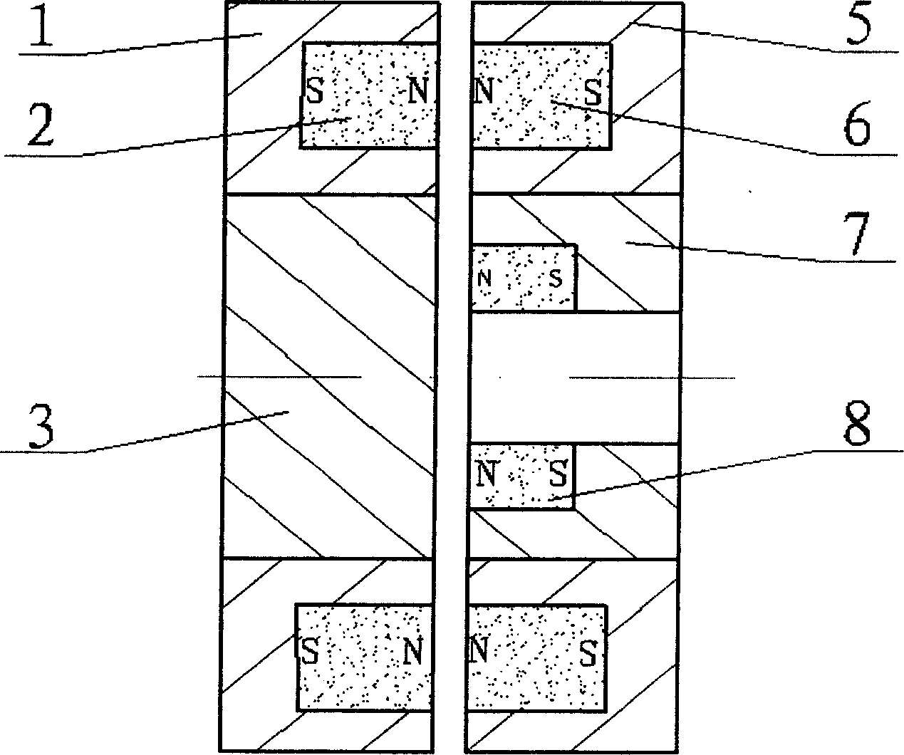 Passive type axial magnetic suspension bearing of possessing damping action
