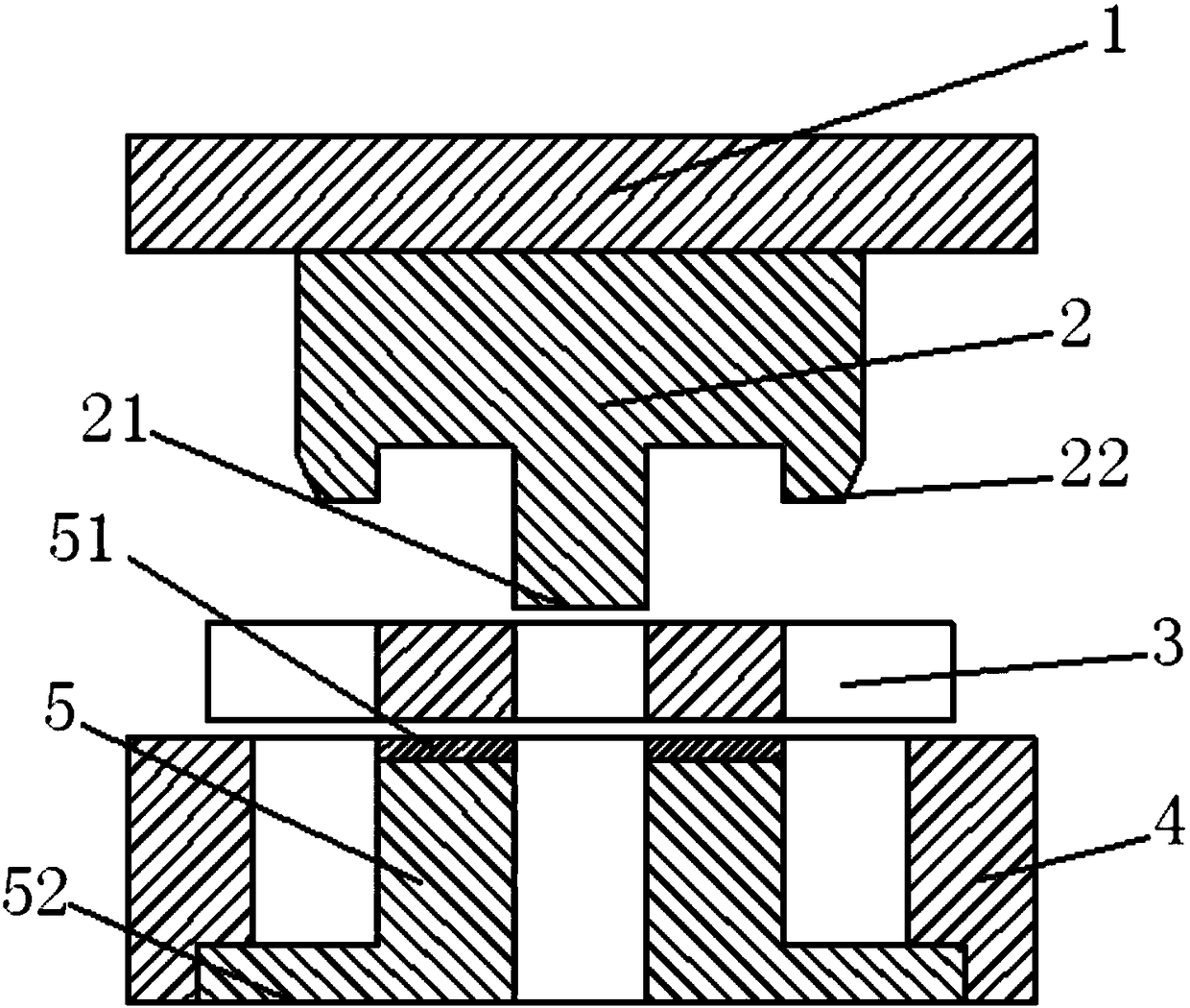 Secondary stamping die for composite spacer stamping material structure