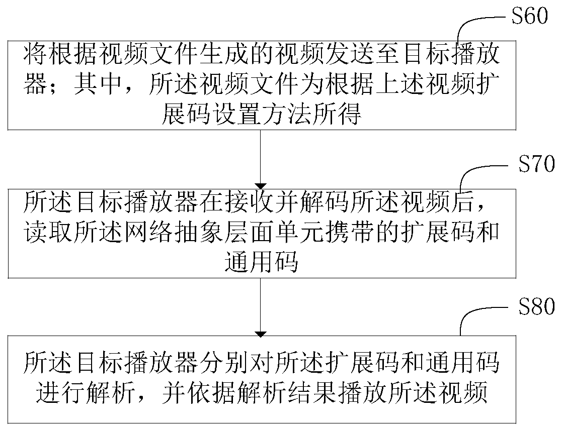 Video extension code setting and video playing method and system