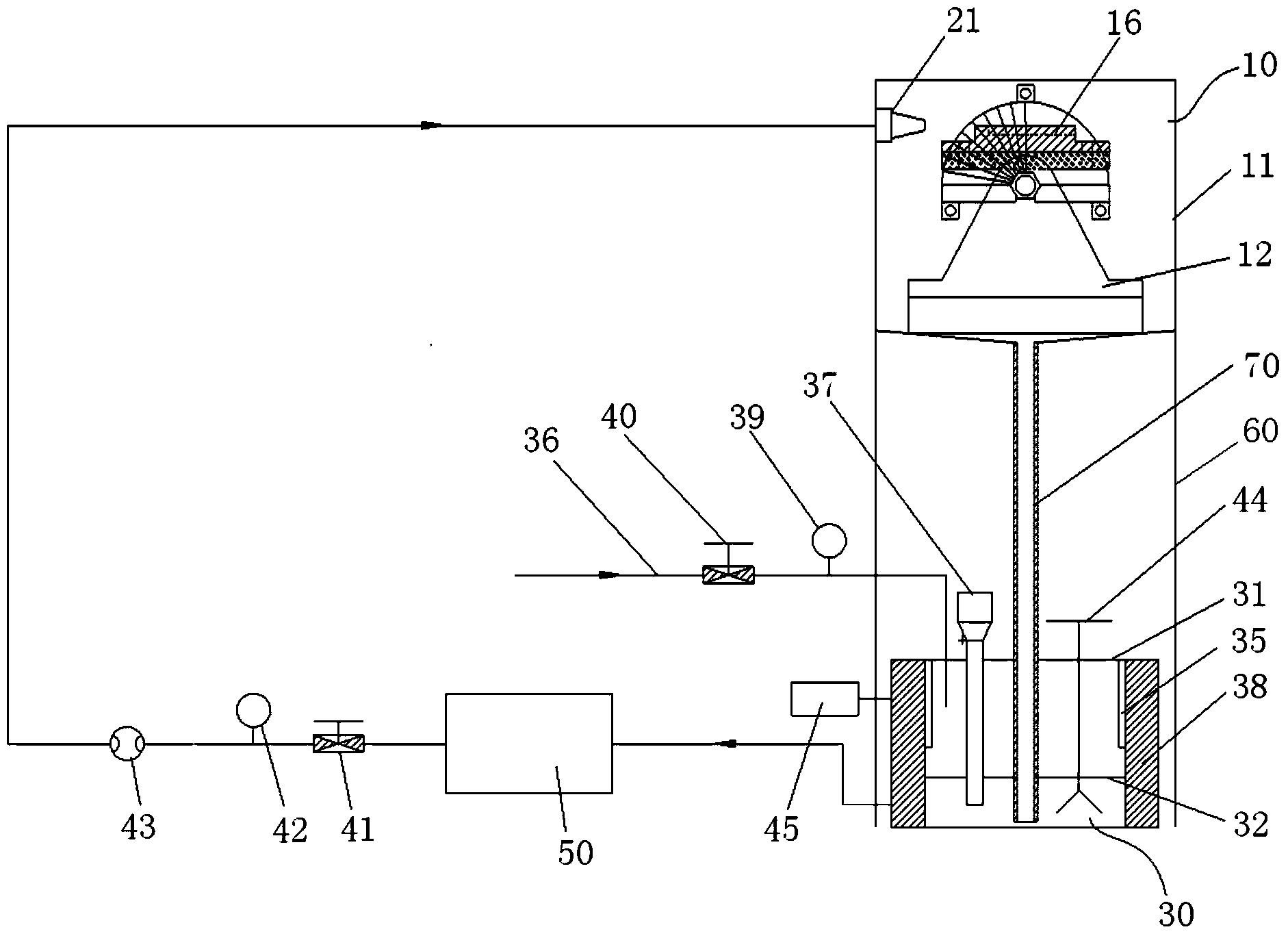 Device for measuring combined action of washout and high-temperature corrosion of oil well tubular column