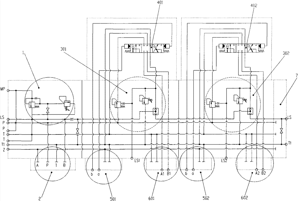 Modular load-sensing electro-hydraulic proportional multi-way valve