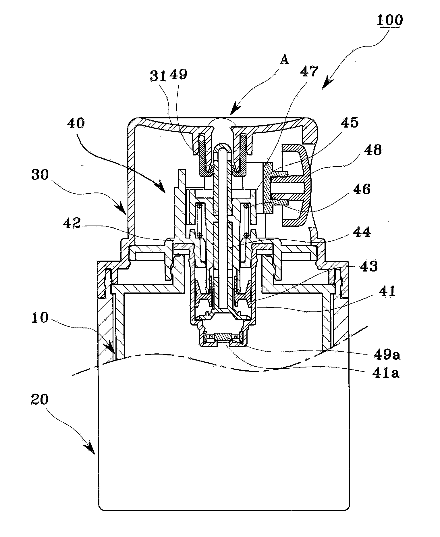 Airless Pump and Cosmetic Container Having the Same