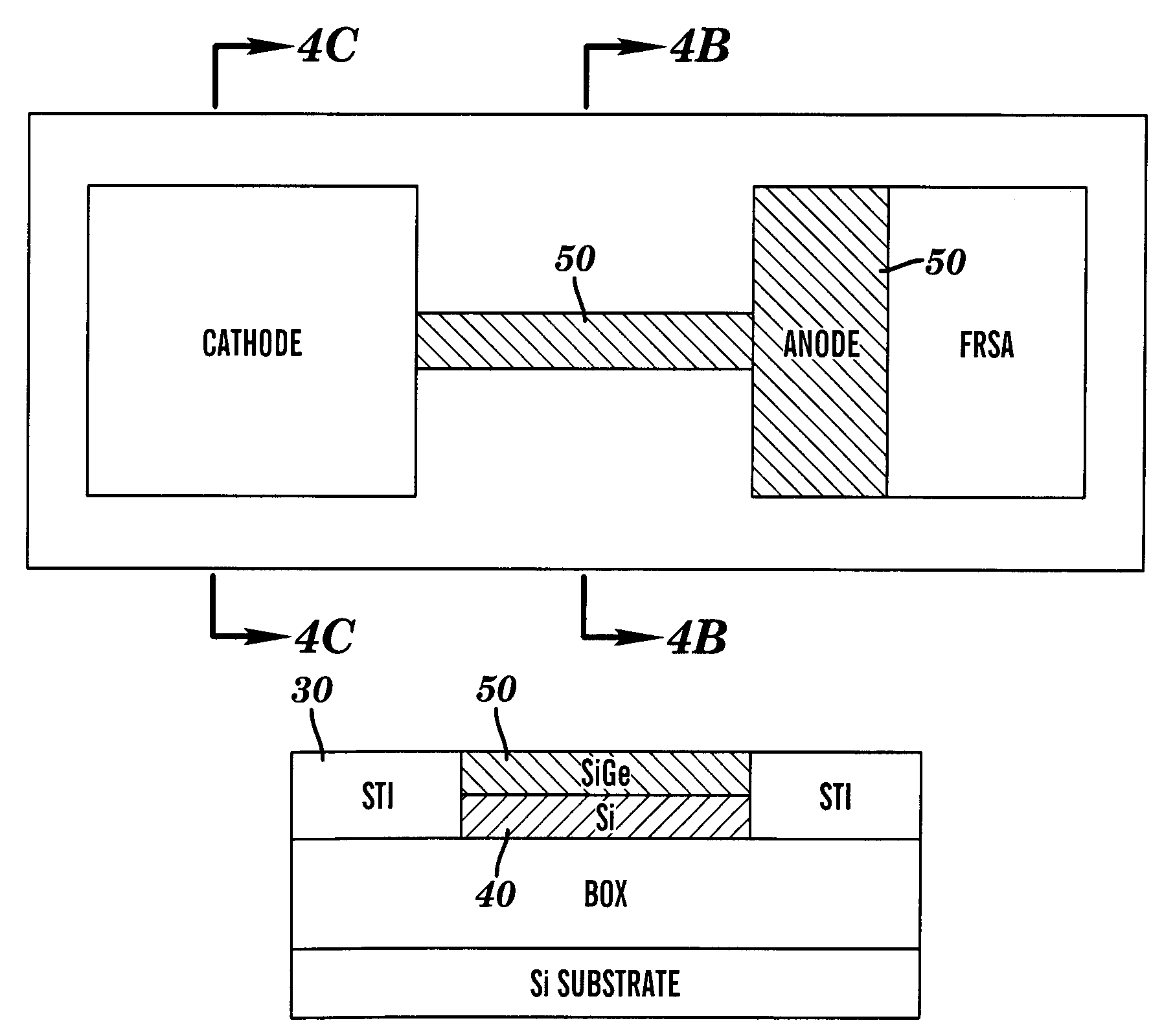 eFuse with partial SiGe layer and design structure therefor