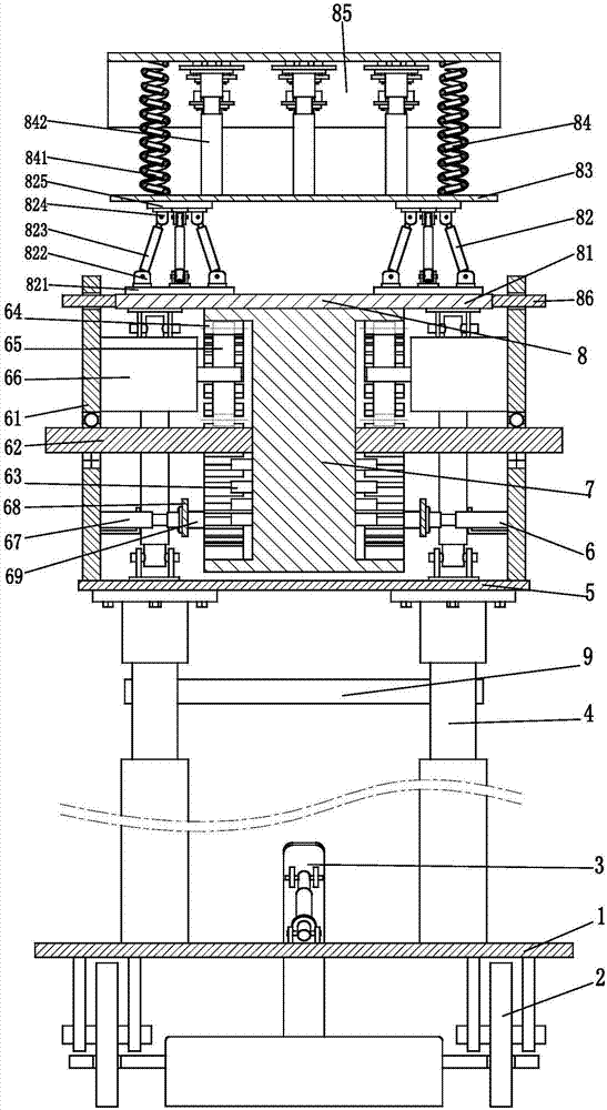 Temporary support device special for tunnels and bridges