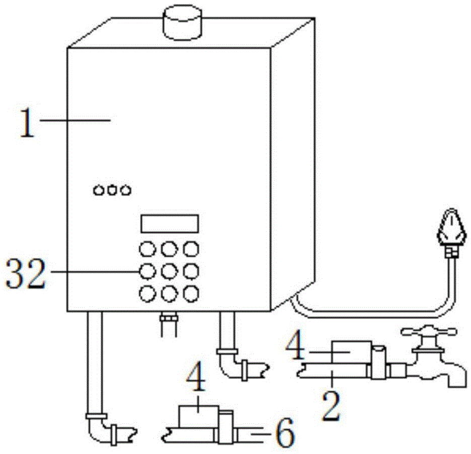 Controller for self-powered front-and-back-end temperature sensing gas water heater
