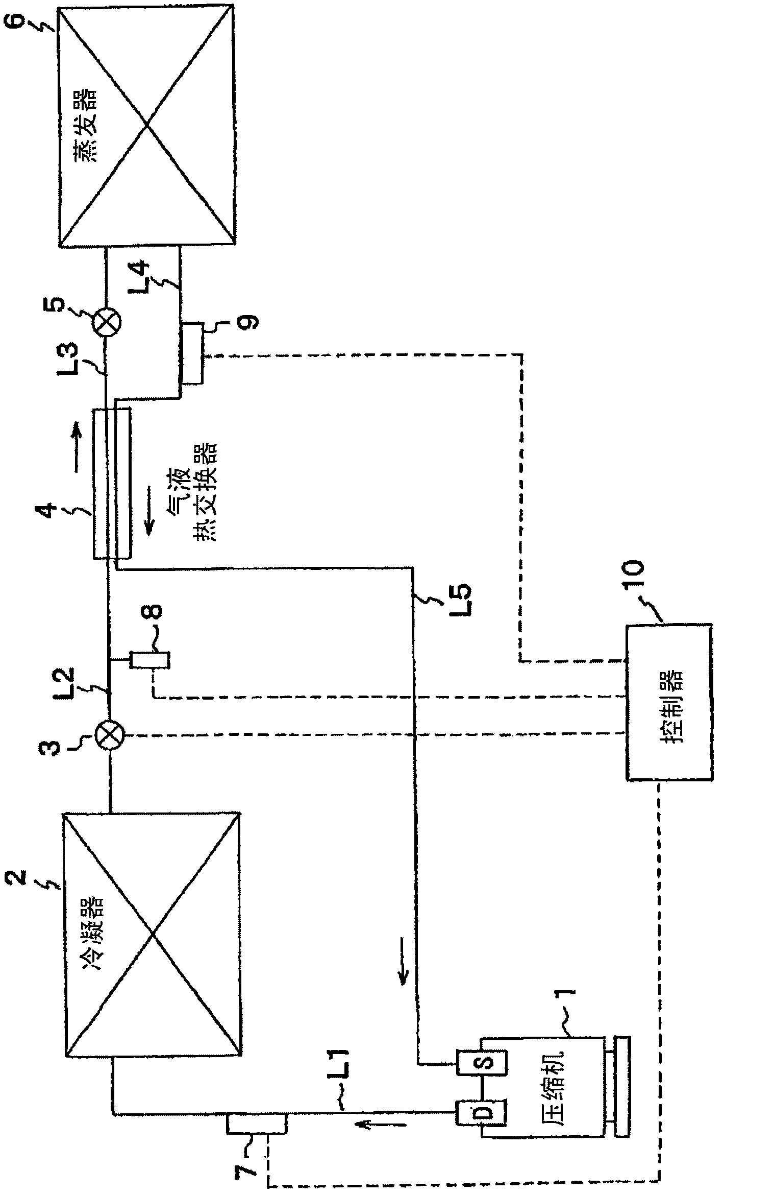 Gas-liquid heat exchange type refrigeration device