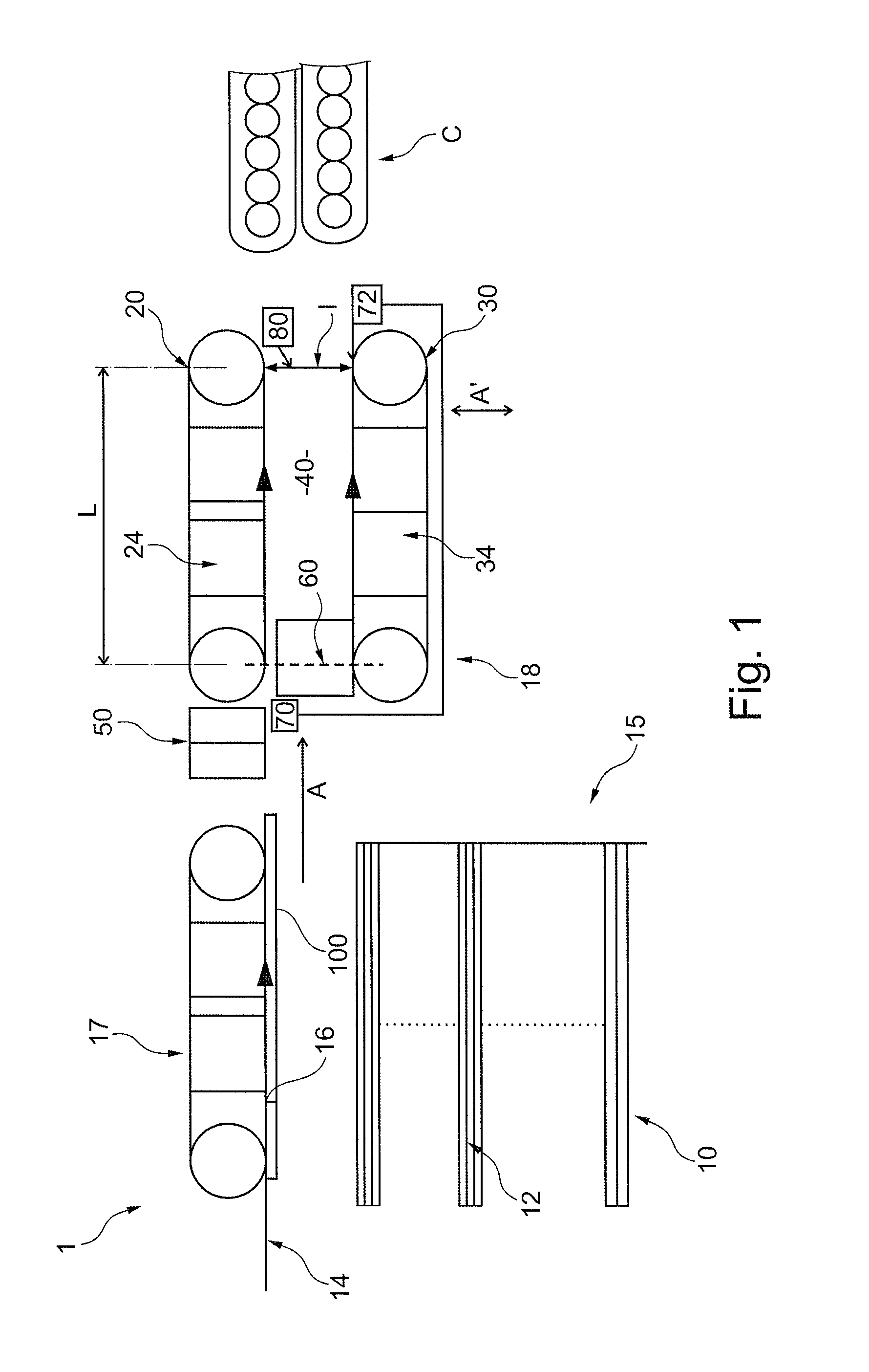 Device for separating flat articles, a corresponding control method, and a corresponding postal machine